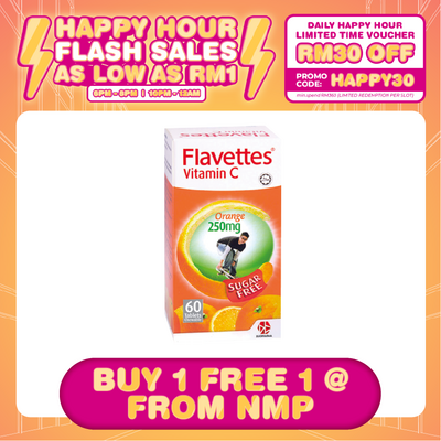 (HAPPY HOUR) FLAVETTES C ORANGE SUGAR FREE 250MG (60'S)